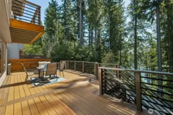 Relax or entertain on the main level deck with attractive railing, low-maintenance decking, hot tub ready, and views of the lake and nature.