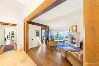 Every corridor offers a sense of flow and connection, where craftsmanship and design meet functionality.  The reclaimed European wood accents tie each living space together yet provide visual separation while maintaining the view.
