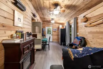 Well insulated addition with laminate flooring.