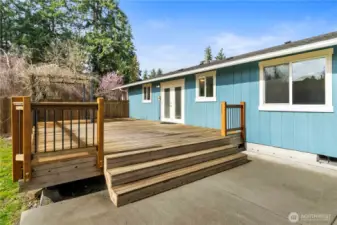 Beneath the deck, there’s a concrete pad and wiring already connected to the shop, ready for your future hot tub.