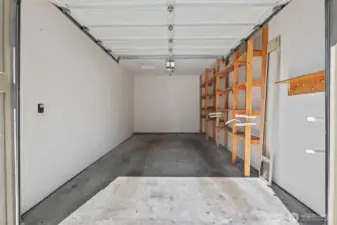 1 Car Garage just a few steps from the condo. Shelves included.