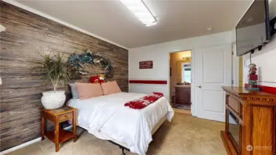 Lower floor bedroom with full bathroom and mini split