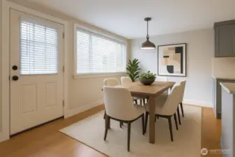 Digitally staged dining area