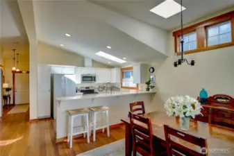 View from dining room looking towards entry door