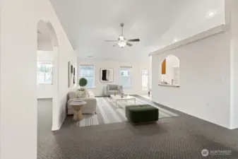 Virtually staged living room