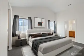 Virtually staged primary bed