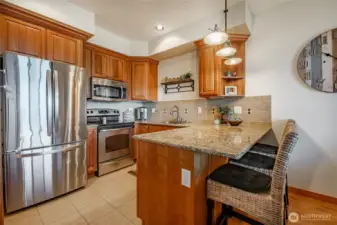 Kitchen with eating area.
