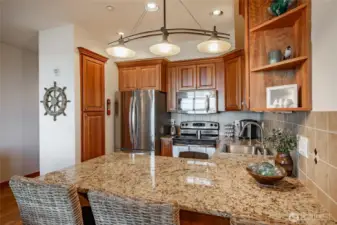Kitchen, stainless steel appliances.