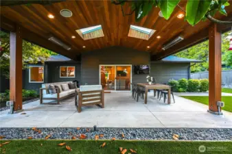 One of three amazing outdoor patio spaces and this one has heaters, skylights, recessed canned lighting, flat screen TV and Sonos Surround sound for the ultimate lifestyle outdoors!