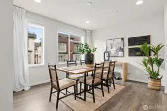 Beautiful dining room with lots of light.