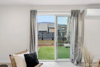 View of rooftop deck from inside.