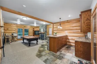 Lower level wet bar and rec room