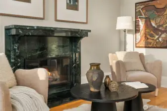 Fireplace Surrounded by Rosa Duquessa Marble