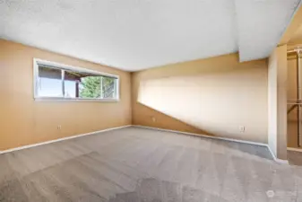 Bedroom features a large walk-in closet