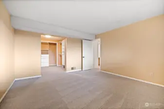 Bedroom features a large walk-in closet