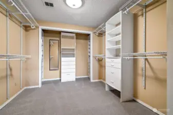 Large walk-in closet with organization