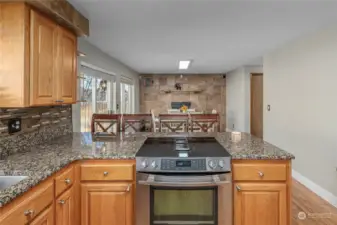 Kitchen looking towards fireplace