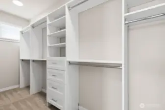 Love the closet system in primary bedroom.  This comes standard in all our homes!