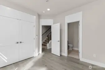A large walk in closet completes the lower 3rd bedroom and its own private 3/4 bath!