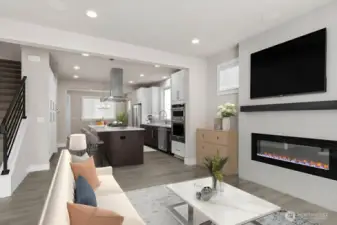Virtual staging. Electric fireplace and wired for your T.V above mantle