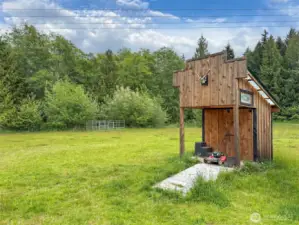 Specially built vaulted toilet.  Seller will have moved if not wanted.