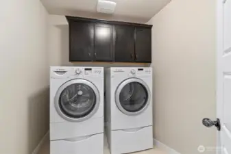 Spacious laundry room located upstairs.