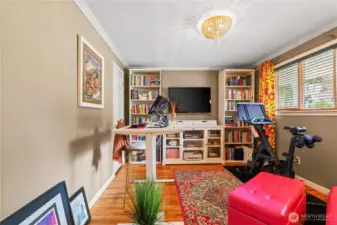 Main level office in front right of house