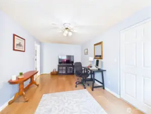 The large first bedroom can be used as a multipurpose room or a bedroom.