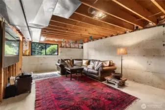 Unfinished extra room in lower level ready for your ideas!