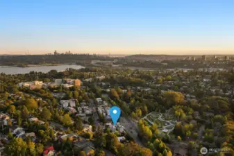 Zoomed out but still close to everything—this aerial view captures just how well-connected Pine Ridge really is.