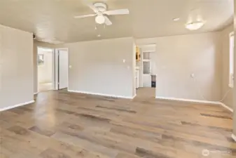 The floorplan has great flow and the large window in the living room brings in lots of natural light!