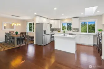 Open concept formal living/dining & kitchen