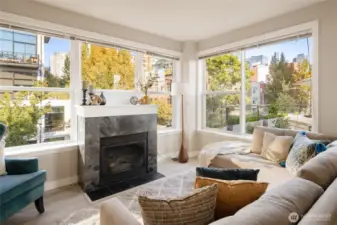 Walls of windows let in beautiful views, waves of Fall color and fantastic natural light.