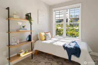 The second bedroom is bright and airy - great for visitors or additional office, hobby or storage space.