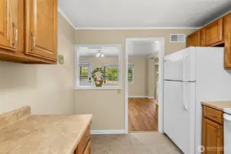 Kitchen into dining room