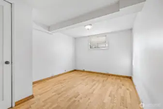 Downstairs non-conforming bedroom—spacious with closet area.
