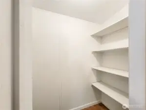 One of the two primary bedroom closets. Ample shelves for all your storage needs.