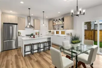 Modern kitchen with large island / counter seating