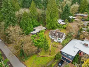 There is a derelict house on the lot already prepped for removal.