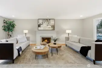 Gas log fireplace brings warmth and comfort.