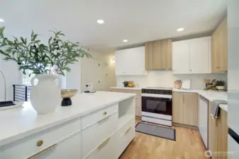 The island has space and is wired for a built in microwave.