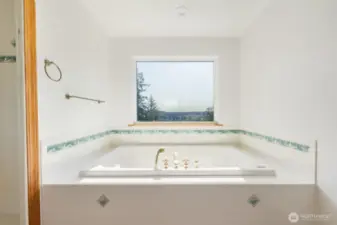 Primary bath with spectacular views of Mt Rainier