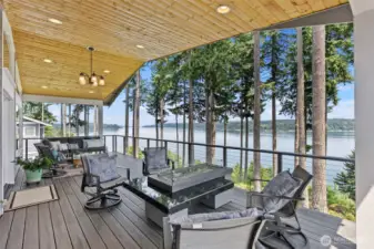 This view is so gorgeous with Mt Baker to the left and Mt rainier to the right & Covos passage looking East to Vashon Island. Warm morning sunrises right here on your deck.