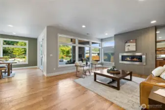 Great room with views into the backyard