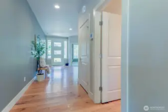 Wide entry hallway feels welcoming and open