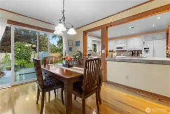 Dinning room with refinished hardwood floors