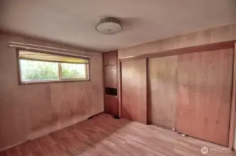 Bedroom one is large with lots of closet space.