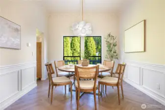Main dining area with upgraded lighting