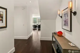 gracious entry with one touch all on or away lights and auto shades