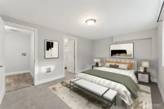 *Virtually staged- Same bedroom associated with split-level. Utility room and bathroom are to the left.